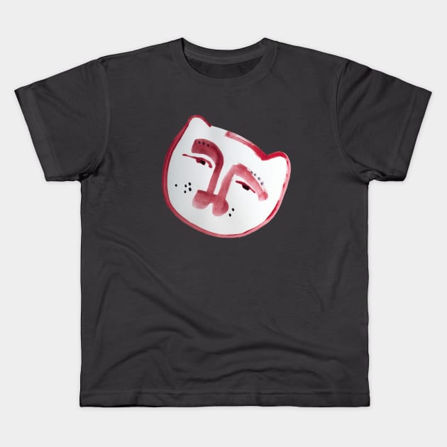 Karl, a red cat Kids T-Shirt by Sylke Gande